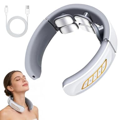 xinrongda Nackenmassagegerät, 6 Kopf Nackenmassagegerät mit Wärme, 11-In-1 Nackenlösung, 6 Modi 9 Intensitätsstufen Tragbares Elektrisches Nackenmassagegerät für Zuhause Büro Reise