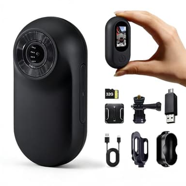 Frelisty Bodycam Körperkamera Mini mit 32GB Speicherkarte, 26g Tragbare Bodycam, Mini Action Cam, Vielseitig POV Kamera für Motorrad, Fahrrad, Outdoor(Schwarz)
