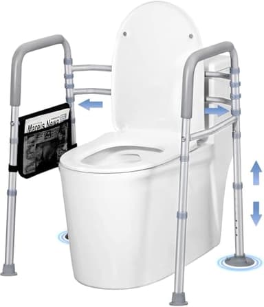 LOLLIDO ein unabhängig gebauter sicherheitsrahmen für toiletten und ein griff, mit dem verstellbare duschstützen zur unterstützung im badezimmer - für die meisten toiletten geeignet