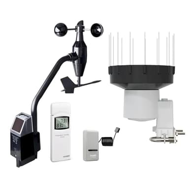 ECOWITT GW1202 WLAN-Wetterstation, 4-in-1-Setsatz mit solarbetriebenem drahtlosem Außensensor WS68 + Regenmesser WH40H + Gateway GW1200 + Temperatur- und Feuchtigkeitssensor WN32 für Haus und Garten