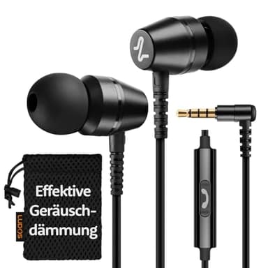 LUDOS OMNITONE Kopfhörer In Ear Kopfhörer mit Kabel und Mikrofon, 5 Jahre Garantie, In Ear Ohrhörer, 3,5 mm Klinkenstecker Earbuds, Satte Bässe Earphones, Headphones für iPhone, iPad, Huawei, Samsung