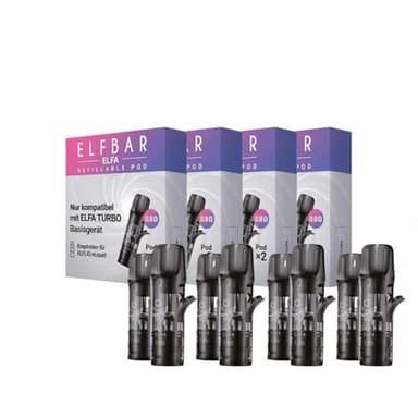 ELFBAR® ELFA Refillable Pod [4er Set – Wiederbefüllbar & 0,8 Ohm] – Ersatz-Pods für ELFA Turbo Basisgerät – Ohne Füllung – Zubehör-Pack