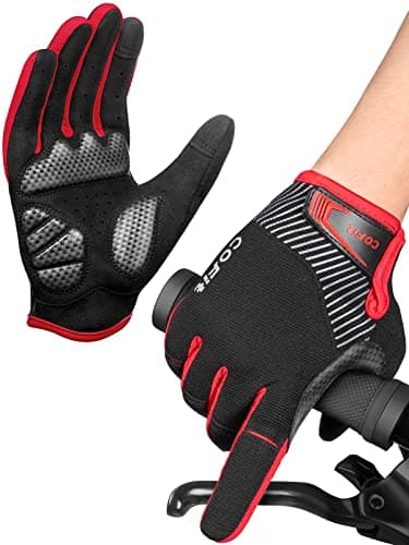 COFIT Fahrradhandschuhe Vollfinger mit Touchscreen für Herren und Damen – Atmungsaktive, stoßdämpfende Bike-Handschuhe mit Gel-Polster & rutschfestem Grip für MTB & Rennrad