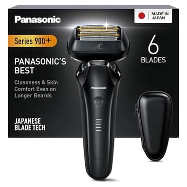 Panasonic ES-LS6A-K803 Nass- und Trockenrasierer mit 6 Klingen für Männer, kabelloser Premium-Rasierer, reaktionsschneller Bartsensor, Klingen aus japanischem Stahl, Multi-Flex-22D-Kopf, Mattschwarz