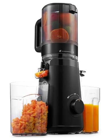 TUUMIIST Entsafter‚ Slow Juicer mit 135mm Extra Großem Einfüllschacht, Entsafter Gemüse und Obst Testsieger anwendbar Ganzes Obst und Gemüse, Leicht zu Reinigen, Hohe Saftausbeute, Glanzschwarz