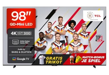 TCL 98C7K 98 Zoll QD-Mini LED Fernseher, 4K HDR Premium 3000, Smart Google TV mit 144Hz Motion Clarity Pro (Dolby Vision IQ & Atmos, CrystGlow HVA Panel)