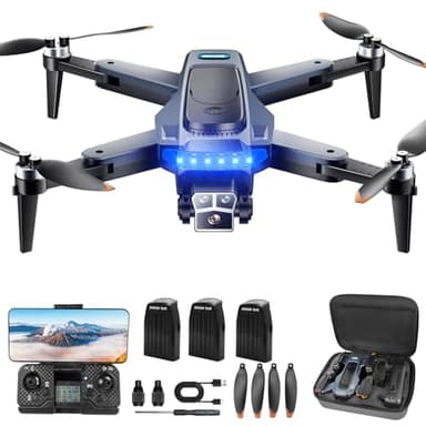 P17 GPS Drohne mit Kamera 4K Professionell, Infrarot-Hindernisvermeidung, 54 Min Flugzeit (3 Akkus), Bürstenloser Motor, 5G Live-Übertragung, unter 249g C0, Follow Me, faltbar (Schwarz)