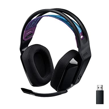 Logitech G535 Lightspeed kabelloses Gaming-Headset – Leichter Kopfhörer, Flip-Stummschaltung, Stereo, kompatibel mit PC, PS4, PS5, wiederaufladbar über USB – Schwarz