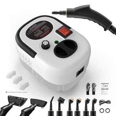 Dampfreiniger Handgerät, Dampfreiniger, 1,2L Wassertank, Tragbarer Steam Cleaner, Multifunktions Dampfreiniger für Alles, Schnellheiz-Dampfreiniger für Auto, Küche, Badezimmer, Fliesen, Fenstern-Weiß