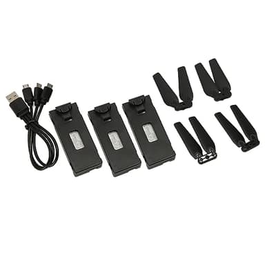 3PCS 3,7V 1800mAh Drohnenbatterie mit Propellerblättern für E88 E525 E99 E99PRO P1 K3 S1, Plug and Play RC UAV Batterie