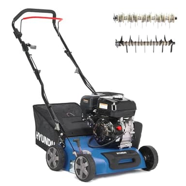 HYUNDAI Benzin Vertikutierer & Rasenlüfter SC4002G – 40 cm, 5.6 PS, 2-in-1 Funktion, 40L Fangkorb, für große Rasenflächen, gegen Moos und Rasenfilz