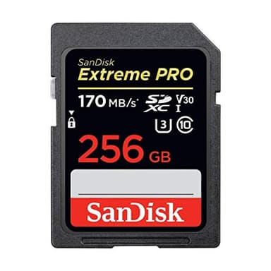SanDisk Extreme PRO 256GB SDXC Memory Card up to 170MB/s, UHS-1, Class 10, U3, V30, Black