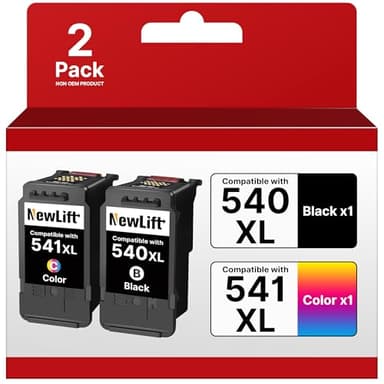 NewLift 540XL 541XL Kompatibel für Canon Druckerpatronen 540 541 XL PG-540 Schwarz CL-541 Color für Canon TS5150 Druckerpatronen für PIXMA TS5151 MG3600 MG3650S MG3350 TS5100(Schwarz,Farbe 2er-Pack)