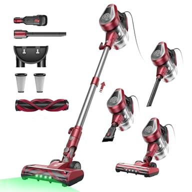 Vexilar C8 6-in-1 Staubsauger, 60KPa Staubsauger mit Kabel, 600W Vacuum Cleaner, 7M Handstaubsauger, Stielstaubsauger mit Kabel mit Bürstenrolle, 1.5L Staubbehälter mit Handgriff für Tierhaare