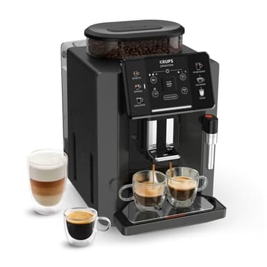 Krups Sensation Kaffeevollautomat mit Milchschaumdüse, Kaffeemaschine für Espresso, Cappuccino & Latte Macchiato, gemacht für Bohnenkaffee & Filterkaffee, bis zu 5 Kaffeegetränke und 2-Tassen-Funktion