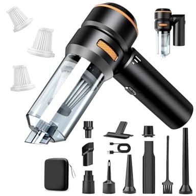 MILFECH 4-in-1 Handstaubsauger Akku,22000Pa Autostaubsauger mit Bürstenloser Motor,3-Gang 180000 U/min Handstaubsauger Kabellos,Mini Staubsauger für Auto,Haus,Tierhaare(Schwarz)