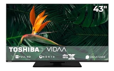 Toshiba Fernseher 43 Zoll Smart TV VIDAA Full HD Fernseher HDR Smart TV mit Triple-Tuner und Bluetooth, LED TV 43LV3F63DA