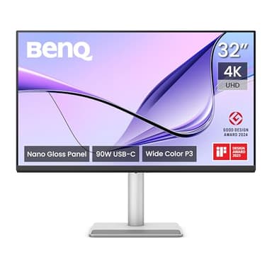BenQ MA320UP 32 Zoll 4K Monitor mit Nano-Gloss-Beschichtung für MacBook, Dual-USB-C (90W), Mac-Farbabstimmung, integrierter USB-Hub, Steuerung von Helligkeit & Lautstärke direkt am Mac, P3-Farbraum