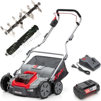 IKRA BOSCH 36V Akku 3in1 Vertikutierer Rasenlüfter IB-SR 36, Fangkorb 45l, Arbeitsbreite 36cm, inkl. Akku 36V 4Ah & Ladegerät