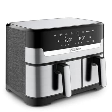 Jamie Oliver by Tefal Dual Drawer Heißluftfritteuse 8,3 L – Airfryer mit 2 Kammern & Grillfunktion, 8 Programme, Sync-Modus für gleichzeitiges Garen, fettarm frittieren & energiesparend EY90JDE1