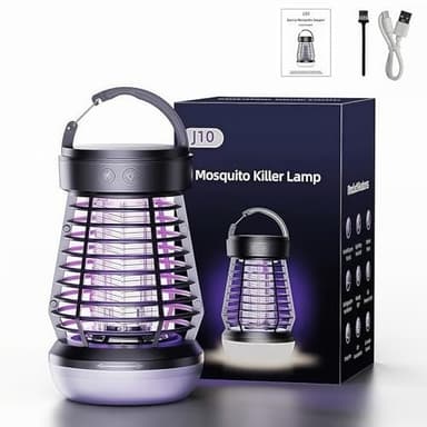 AOKKR 2-in-1 Insektenvernichter & Campinglampe, Elektrische Mückenlampe mit Wiederaufladbar Akku, für Outdoor, Reisen & Balkon