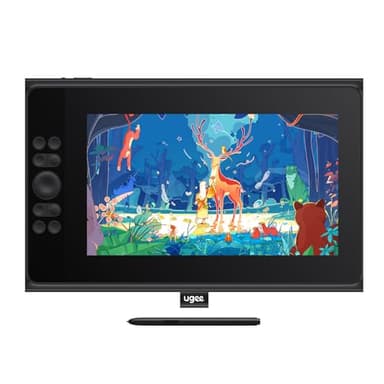 ugee UE12 Plus 11,9 Zoll Grafiktablett mit Display,Pen Display mit 147% sRGB Ultra-Wide Color Gamut Ideal für Home-Office & E-Learning, schwarz