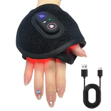 Handgelenk Massagegerät mit Rotlichttherapie (660nm & 850nm), Elektrisches Handmassagegerät mit 3 Heizstufen & Vibration, Wiederaufladbare Manschette gegen Karpaltunnel, Arthritis