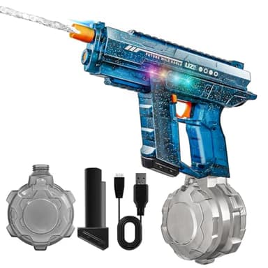 Wasserpistole Elektrisch für Kinder Erwachsene - 800ml Water Gun Wasserpistole mit hoher Kapazität und kraftvollem Schuss, Cooles LED-Licht, automatische und manuelle Modi, Sommerspaß im Freien