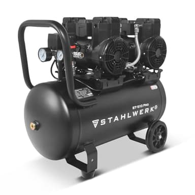 STAHLWERK Kompressor mit 50 L Tank (ST-510 Pro) – ölfrei & leise, 10 bar, 3,94 PS (2,9 kW), 500 l/min, 70 dB, Druckluftkompressor mit Brushless-Motoren, Silent-/Flüsterkompressor, Kolbenkompressor