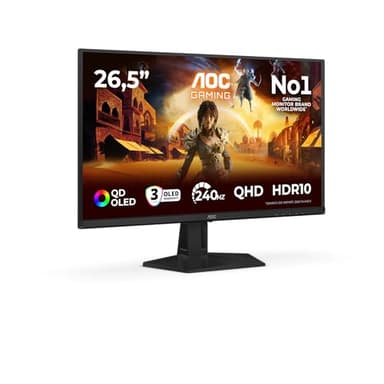 AOC Q27G41ZDF 26.5 Zoll WQHD Monitor, 240Hz, QD-OLED Panel, 0.03ms GtG, Adaptive Sync, HDR10, G-Sync Compatible, (2560x1440 HDMI 1x 2.0 DP 1x 1.4) Schwarz