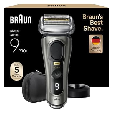 Braun Series 9 Pro+ Rasierer Herren Elektrisch, Elektrorasierer mit 5 Pro Rasierelementen, Langhaarschneider ProTrimmer, Ladestation, 60 Min Laufzeit, Wet & Dry, Made in Germany, 9515s, Edelmetall
