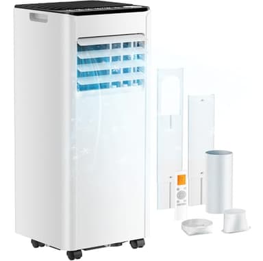 Klimaanlage Mobil - Klimagerät mit Abluftschlauch 7000 BTU | 4-in-1 Mobiles Klimagerät | Leiser Betrieb | Digitaldisplay + Fernbedienung | Fenster-Installationsset | 24h-Timer | Für Räume bis 20 m²