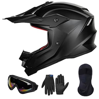 ILM Fullface MTB Motocross Helm Kinder Motorradhelm Downhill Motorrad Helme Dirt Bike Full Face Mountainbike Quad Enduro Crosshelm mit Brille Maske Handschuhe ECE22.06 Modell Z705,Matte Black,S
