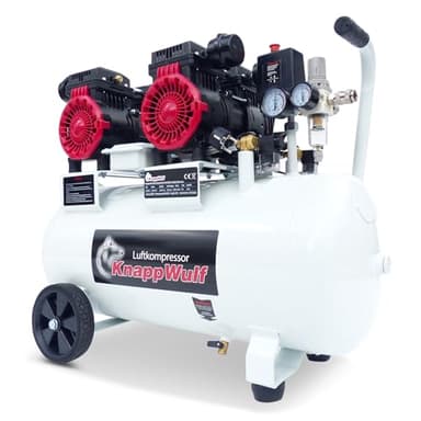 KnappWulf Kompressor Flüsterkompressor mit 50L Kessel Druckluftkompressor KW4050 ölfrei 10bar inkl. Druckminderer Wasserabscheider Kondenswasserablasshahn