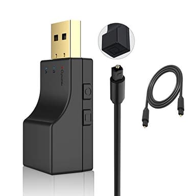 Isobel USB Bluetooth Transmitter aptX Bluetooth Adapter Audio 5.0 Sender mit digitalem optischem Eingang, geringer Latenz Optical Toslink für TV PC Switch/PS4/Xbox Konsole, 2 Devices Simultaneously