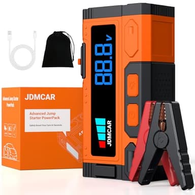 Starthilfe Powerbank für Pkw 𝟗𝟎𝟎𝟎𝐀 - JDMCAR 𝟏𝟒.𝟖𝐕 Auto Starthilfe Powerbank, Jumper Starter Powerbank mit LCD Bildschirm & LED Taschenlampe, Autobatterie Booster-Upgrade