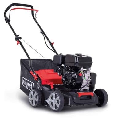 Scheppach Benzin-Vertikutierer SC55P Rasenlüfter | 4-Takt-Motor mit 212 cm3 und 5,4 PS / 4 kW Leistung | 40cm Arbeitsbreite | 6-Fache Höhenverstellung | 40L Fangkorb | für Rasenflächen bis 1400m²