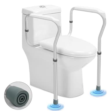Exquilnova Aufstehhilfe Toilette ohne bohren, Toilettensitzerhöhung mit Armlehnen, Höhenverstellbar Robust WC Aufstehhilfe, Toilettenhilfe, WC Haltegriff für Senioren und Behinderung