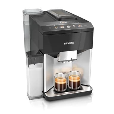 Siemens Kaffeevollautomat EQ500 integral, farbiges TFT-Display, 9 Kaffee- und Milchgetränke, Doppeltassenfunktion, einfache Reinigung, entnehmbare Brüheinheit, Silber schwarz, TQ513D01
