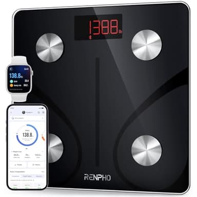 RENPHO Körperfettwaage 220kg, Personenwaage Digital, Smart Bluetooth Körperwaage, Körperzusammensetzung Überwachung Gesundheit Analyzer mit App, 30cm, Elis 1