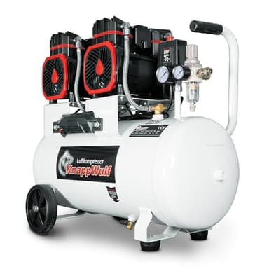 KnappWulf Flüsterkompressor KW6050 Druckluftkompressor Kompressor 50L Tank, 10 Bar,512L/min Luftdurchsatz, 3000W, 4PS, leise, inkl. Wasserabscheider 69dB, 230V