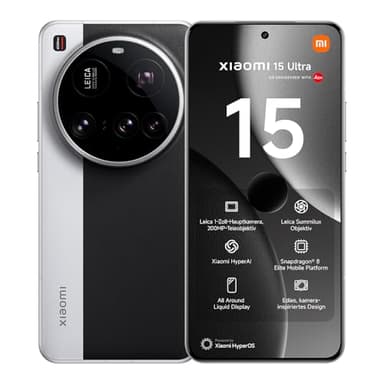 Xiaomi 15 Ultra Smartphone 16+512GB Silber Handy ohne Vertrag 100mm 200MP Leica Kamera 120Hz WQHD+ AMOLED Display Snapdragon 8 Elite All_Carriers 5410mAh 90W HyperCharge Xiaomi Hyper AI Dual-SIM