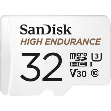SanDisk High Endurance microSDHC Speicherkarte 32 GB + Adapter (Für Dash-Cams und private Überwachungskameras, 100 MB/s Lesen, V30 für Full-HD und 4K-Videos)