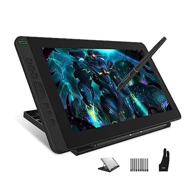 HUION Kamvas 13 Grafiktablett mit Display, PenTech 3.0,13,3 Zoll 120% sRGB Zeichentablett, 8 Programmierbare Drucktasten,Konnektivität mit Android, Geeignet für Malbegeisterte,mit Ständer, Grün