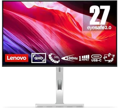 Lenovo L27h-4A | 27" QHD Monitor | 2560x1440 | 100Hz | 350 nits | 1ms Reaktionszeit | USB-C Dockingstation | HDMI | DisplayPort | IPS Panel | integr. Lautsprecher | grau