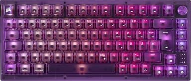 Corsair K65 Plus Wireless 75% RGB Mechanische Gaming Tastatur – QWERTZ DE – Vorgeschmierte MLX Red Linear Switches – PBT Dye-Sub Tastenkappen – PC, PS5, PS4, Xbox – Atomic Purple