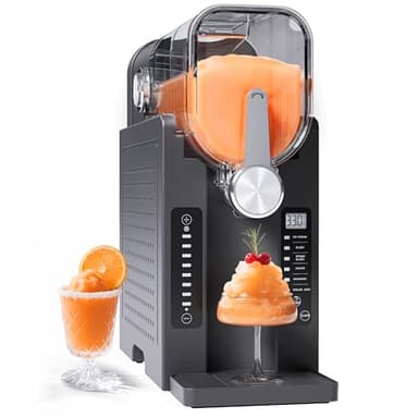 INITIO Slush Maschine, 2L Slushie Machine für Zuhause für Slushi, Frappé, Milchshake & Margaritas, Ohne Eis Benötigt, LED Display, Selbstreinigend, Schwarz, AD03, 6 Programmen+1 Pack