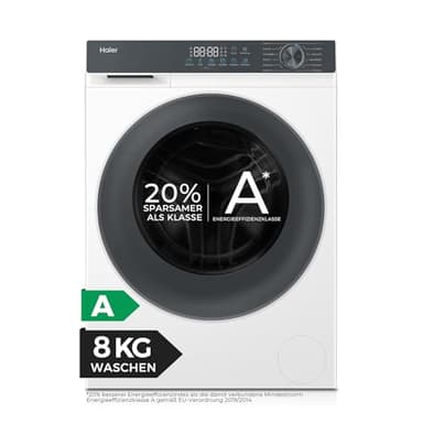Haier Frontlader Waschmaschine 8kg I G3 Serie I A -20%, 1.400 U/Min., leiser Inverter-Motor, Automatik- und Expressprogramm, Aquastop-Schlauch, Hygiene-Technologien I HW80-BP1427637T