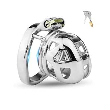 Chastity Cage Männer Sexspielzeug Peniskäfig mit Unsichtbarem Schloss und 2 Schlüsseln Metall Keuschheitskäfig für Mann Penis Bondage Edelstahl Cock Cage Atmungsaktiv Penis Käfig (50mm,S)