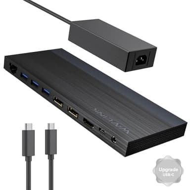 Laptop Docking Station, Docking Station 3 monitore mit 2* DP + HDMI,4K@144Hz,130 W PD-Ladegerät, USB-C/A 10 Gb,3* USB-A 5Gb, Audio, Gigabit-Ethernet,für Dell,HP,Lenovo,Windows System Computer